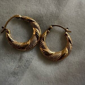 Intricate Gold Textured Hoop Earrings